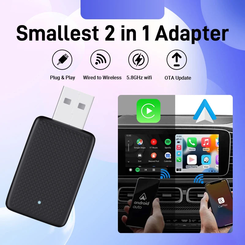Adaptateur Universel CarPlay & Android Auto Sans Fil