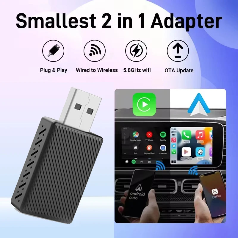 Adaptateur Universel CarPlay & Android Auto Sans Fil