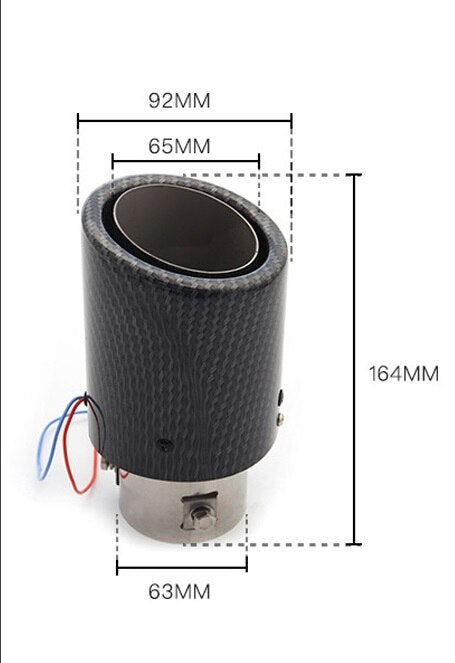silencieux de pot d'échappement LED en fibre de carbone