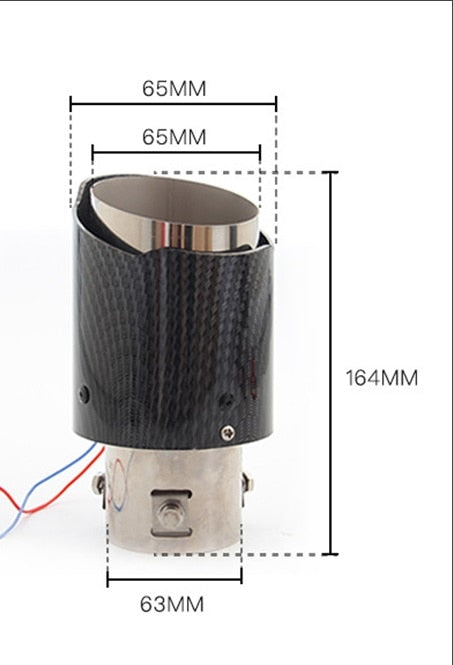 silencieux de pot d'échappement LED en fibre de carbone