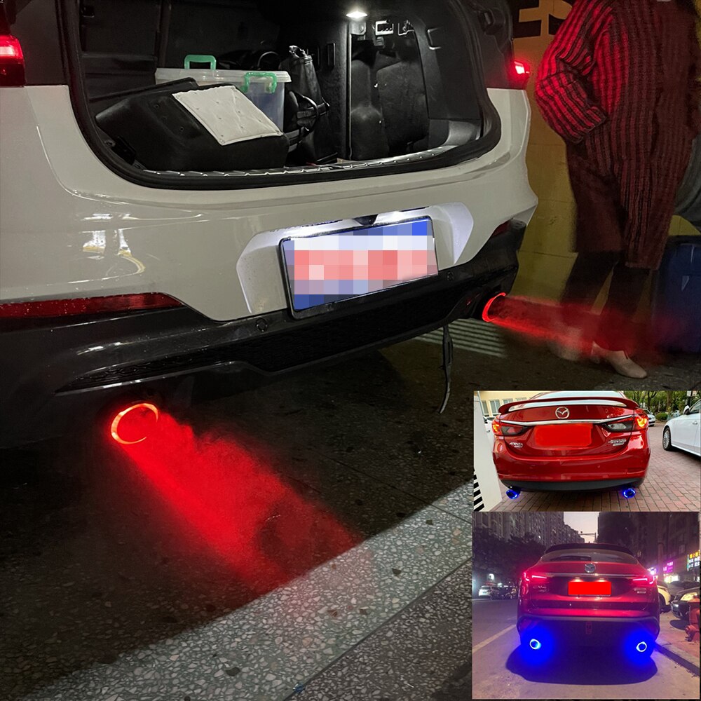 silencieux de pot d'échappement LED en fibre de carbone
