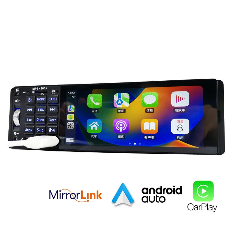 Autoradio Bluetooth 1 DIN avec CarPlay Android Auto – Écran tactile 5 pouces