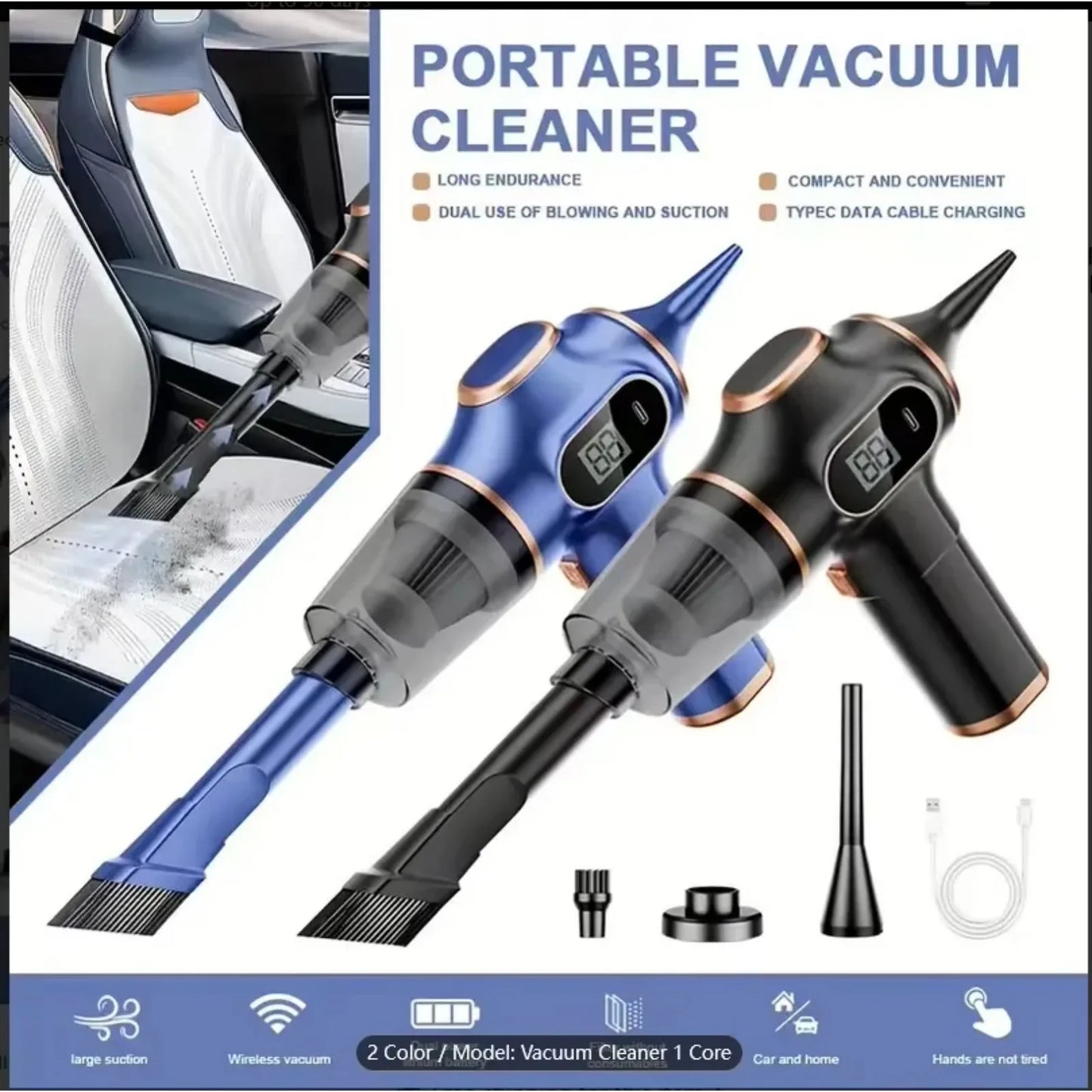 Dany'L - 🚗💨 Mini-Aspirateur Sans Fil Portable – Car & Home, Puissant et Ultra Pratique