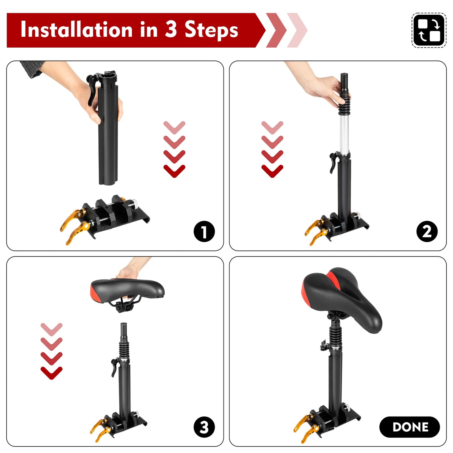 Dany’L - Selle Ajustable pour Trottinettes Électriques Dany'L, Xiaomi M365 et M365 Pro