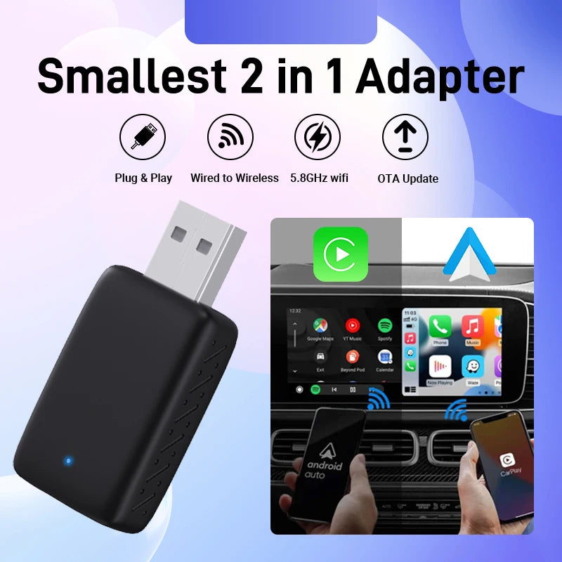 Adaptateur Universel CarPlay & Android Auto Sans Fil