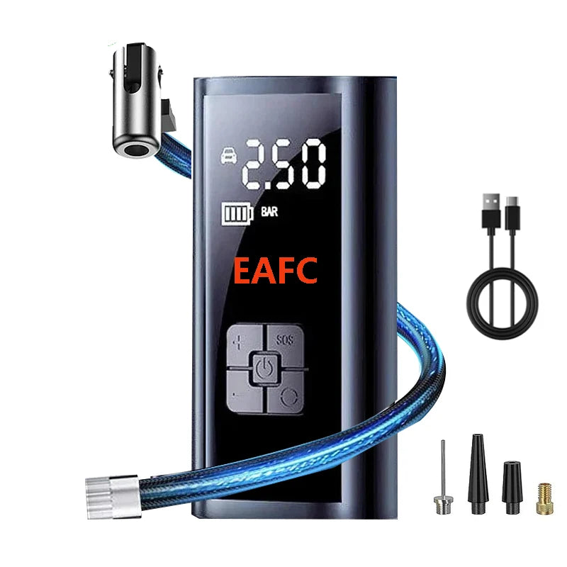 Dany'L - Compresseur d’Air Portable Électrique avec Écran LCD, Lampe LED & Power Bank USB pour Voiture 🚗 Moto 🏍️ Vélo 🚴 Ballon ⚽
