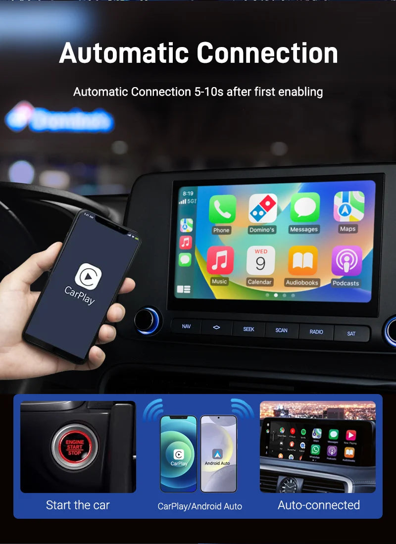 Adaptateur Universel CarPlay & Android Auto Sans Fil