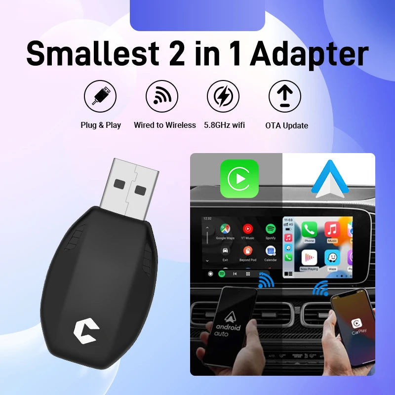 Adaptateur Universel CarPlay & Android Auto Sans Fil