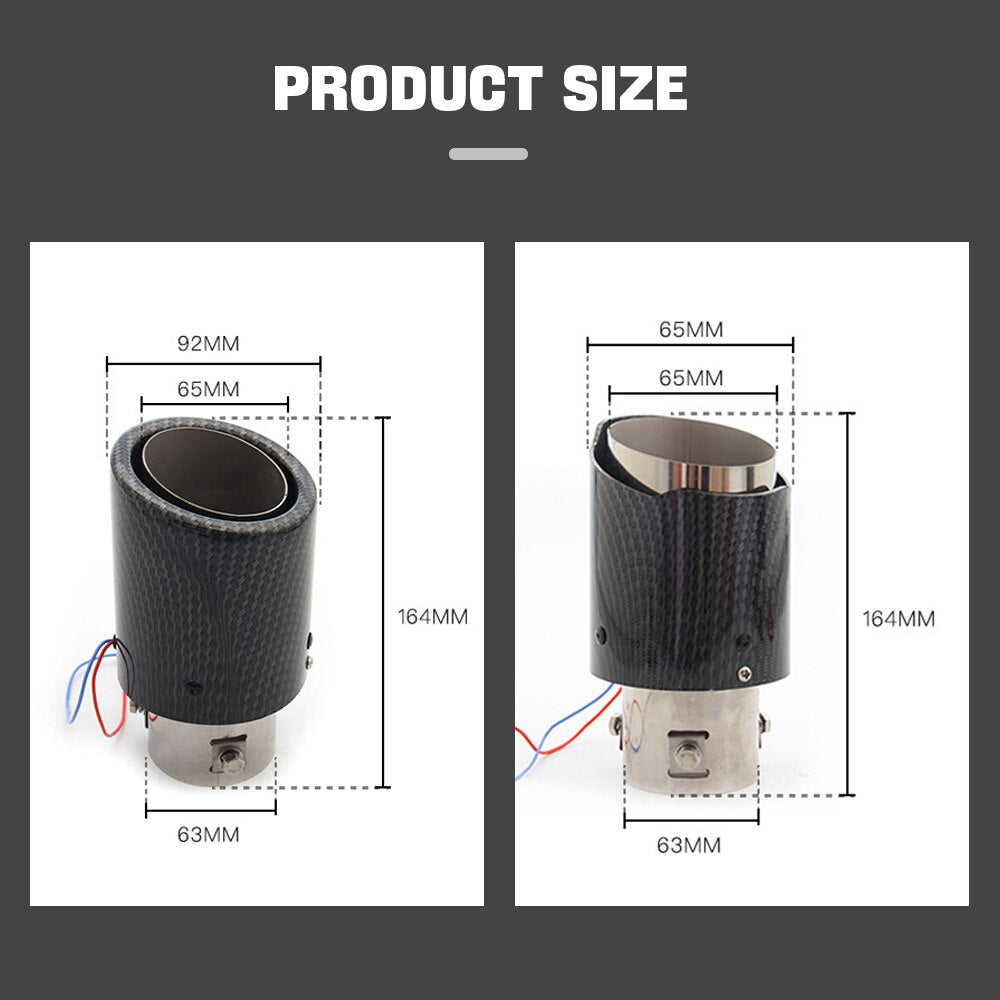silencieux de pot d'échappement LED en fibre de carbone