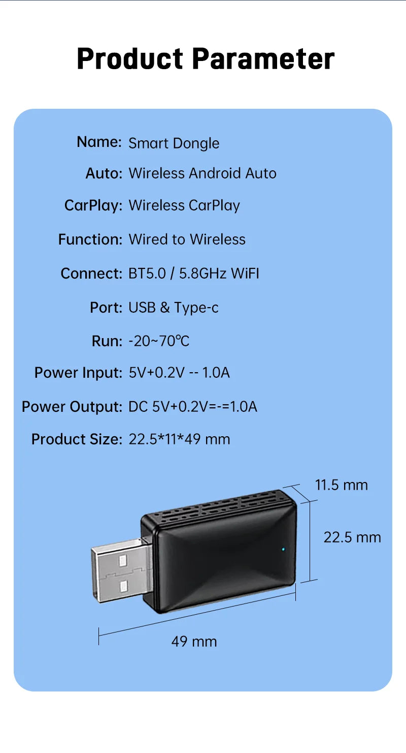 Adaptateur Universel CarPlay & Android Auto Sans Fil