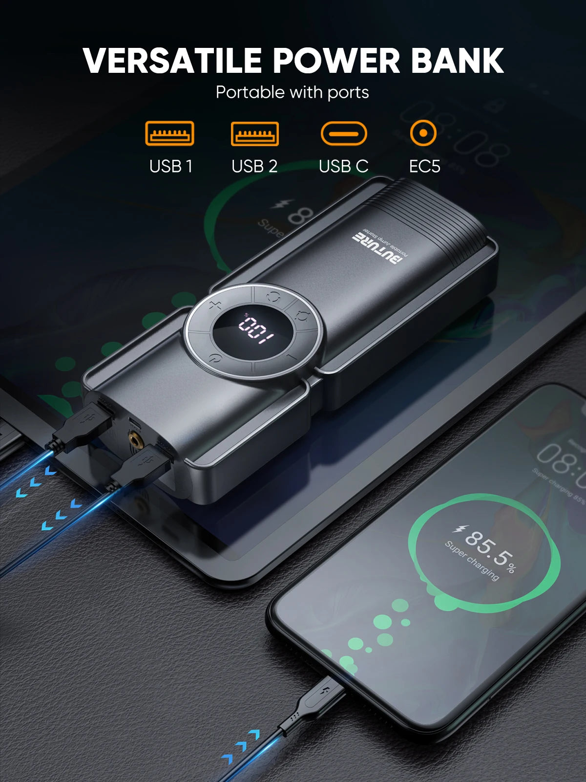 Dany'L - 4-en-1 – Booster, Pompe, Power Bank & Gonfleur 💨📱🔋🚗