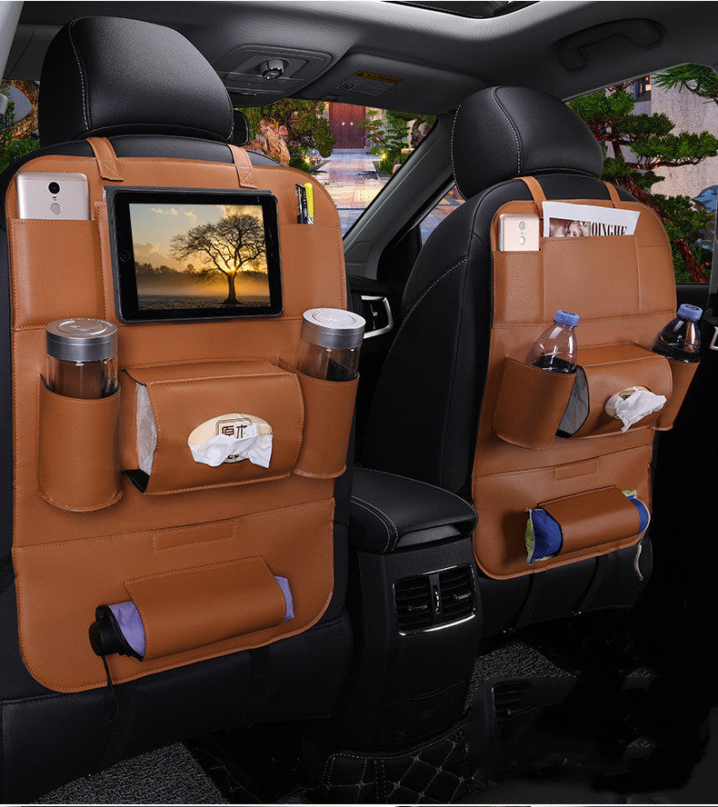 Sac de rangement pour siège de voiture en cuir