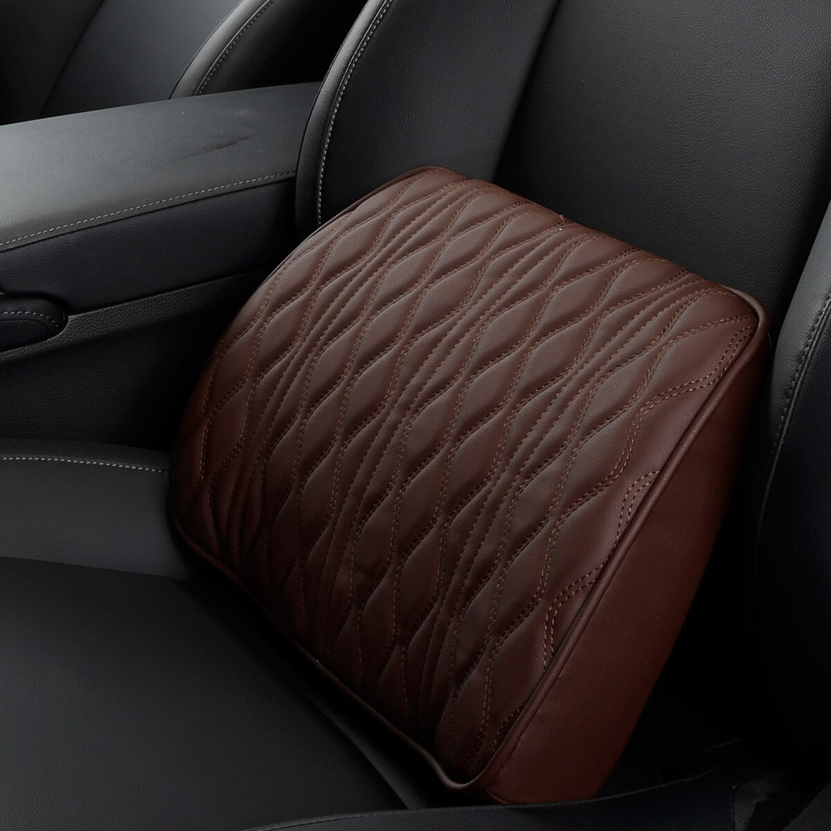 Oreiller de Voiture en Mousse à Mémoire de Forme pour nuque et lombaire - En Cuir PU