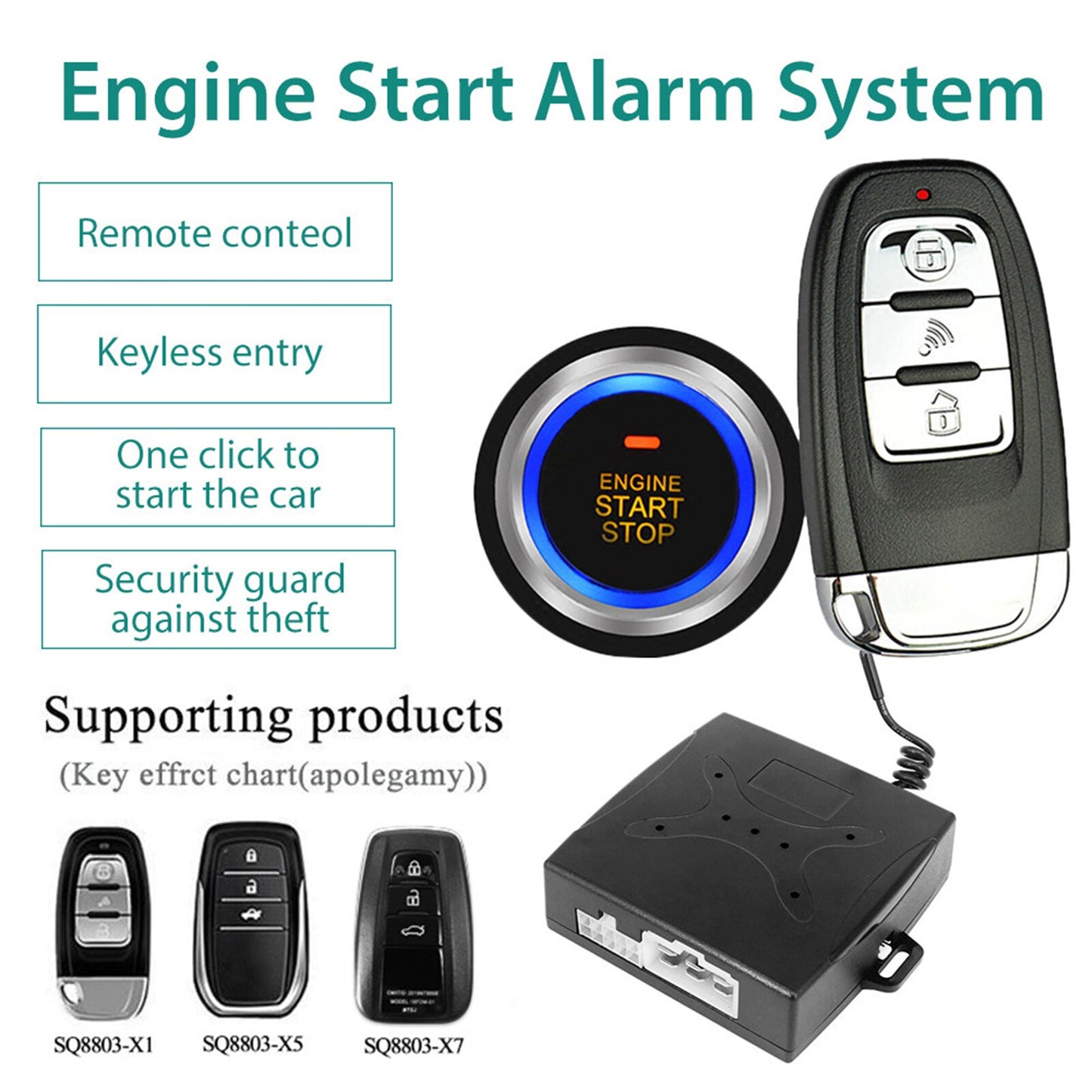 Système d'Entrée sans Clé Universel 12V - Démarrage Automatique - Boutons de Démarrage et Arrêt - Kit avec Télécommande - Dany Lab