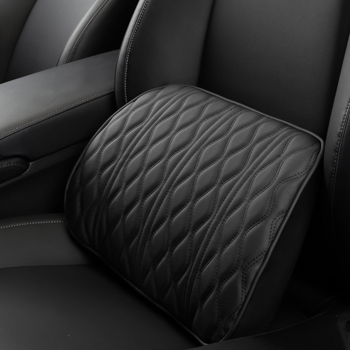 Oreiller de Voiture en Mousse à Mémoire de Forme pour nuque et lombaire - En Cuir PU