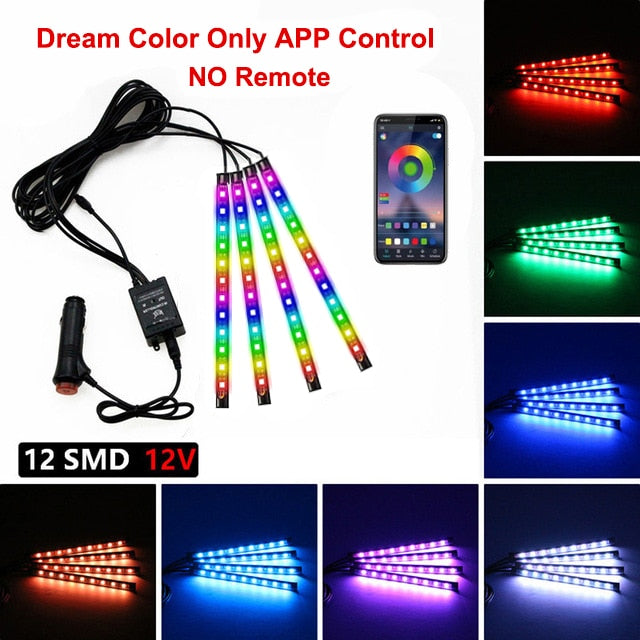 LED Intérieur Voiture App Contrôle Auto RVB