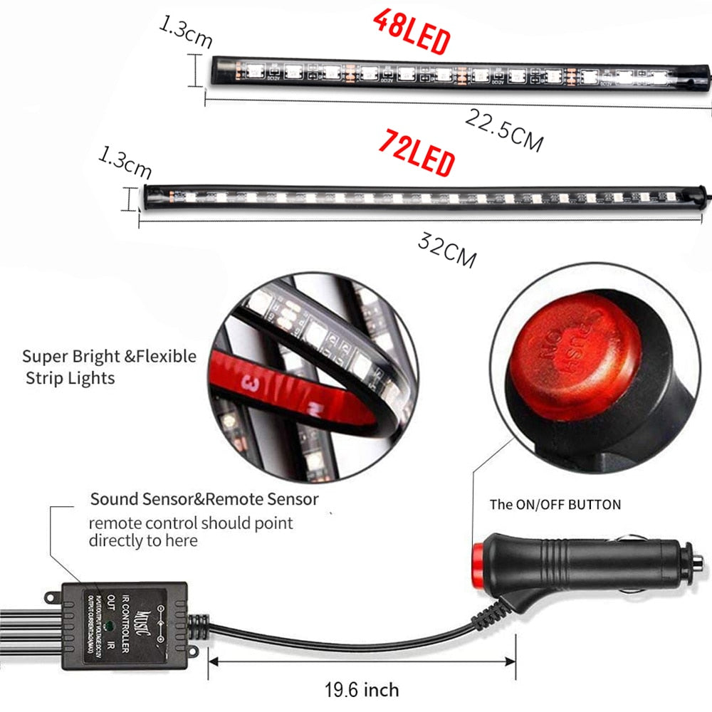 LED Intérieur Voiture App Contrôle Auto RVB