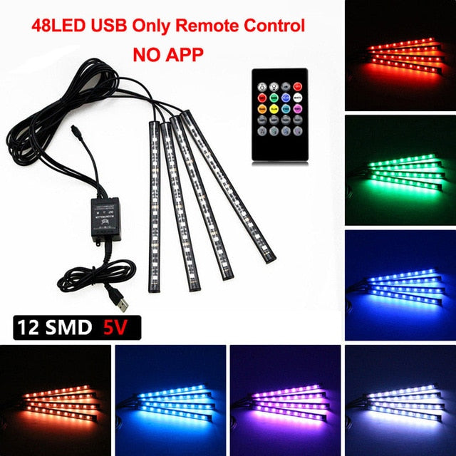 LED Intérieur Voiture App Contrôle Auto RVB