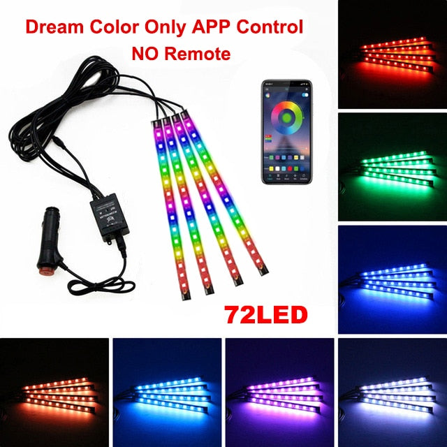 LED Intérieur Voiture App Contrôle Auto RVB