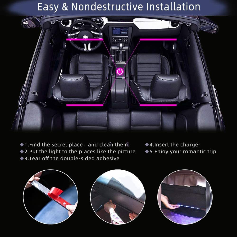 LED Intérieur Voiture App Contrôle Auto RVB
