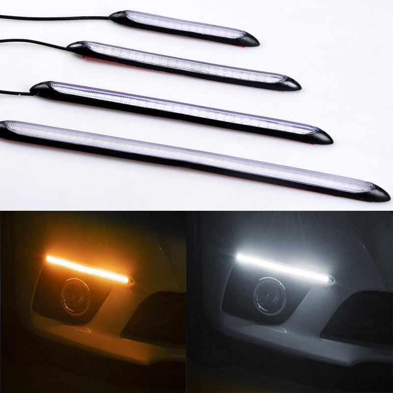 Feux Diurnes à LED pour Voiture - Bande Imperméable avec Clignotants, Lumières Jaunes en Cascade, feux de position