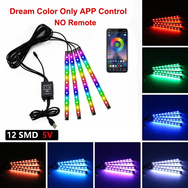 LED Intérieur Voiture App Contrôle Auto RVB