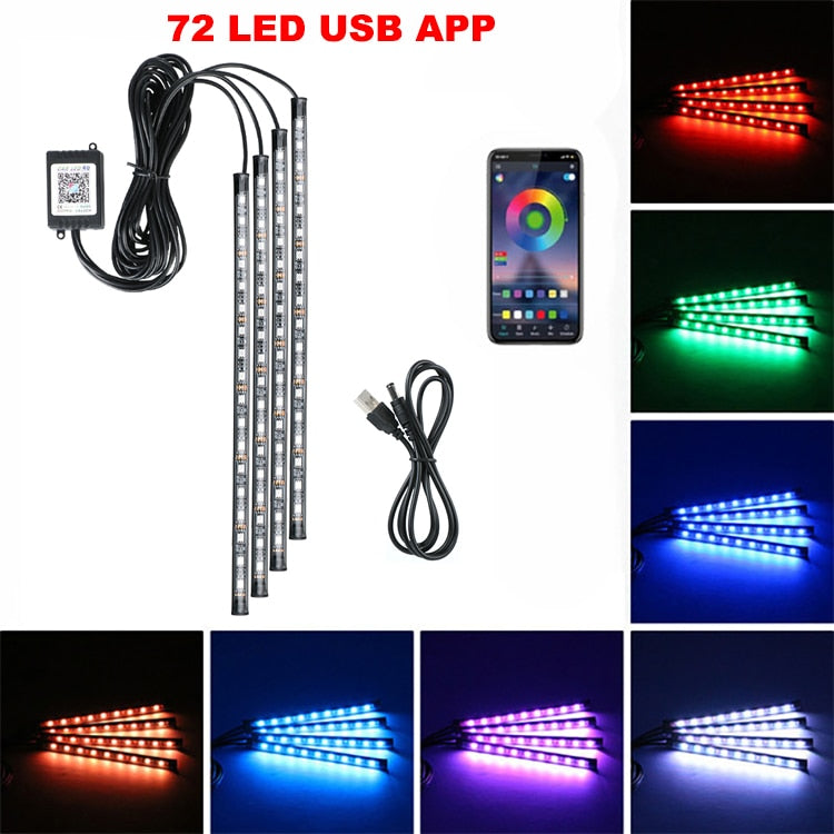 LED Intérieur Voiture App Contrôle Auto RVB