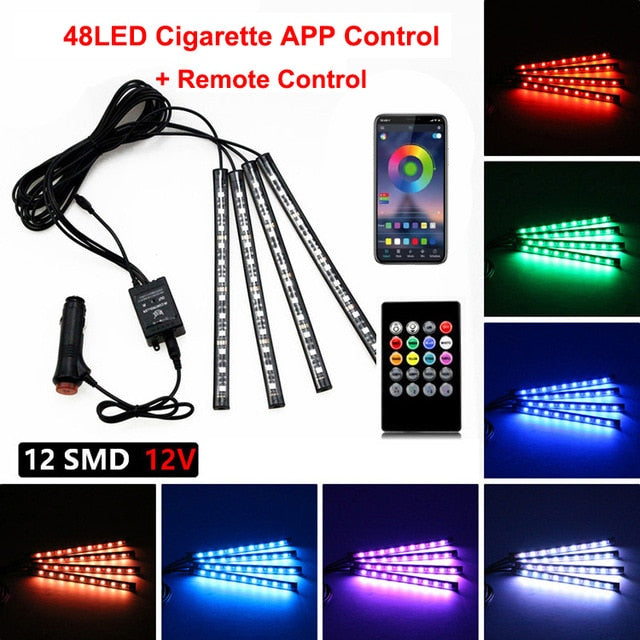 LED Intérieur Voiture App Contrôle Auto RVB