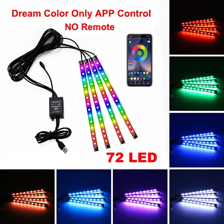 LED Intérieur Voiture App Contrôle Auto RVB