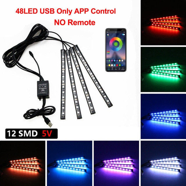 LED Intérieur Voiture App Contrôle Auto RVB