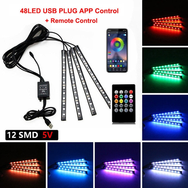 LED Intérieur Voiture App Contrôle Auto RVB
