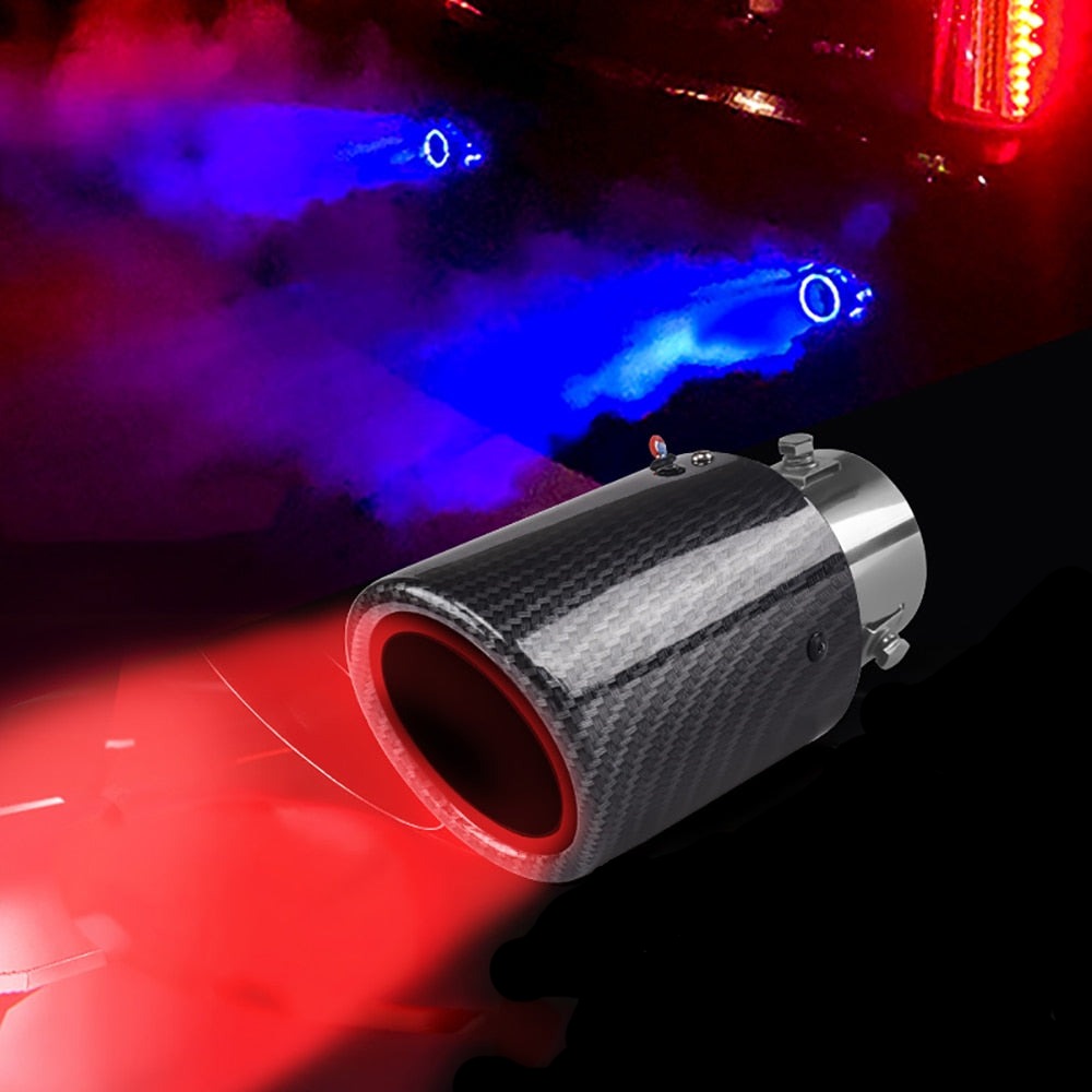 silencieux de pot d'échappement LED en fibre de carbone