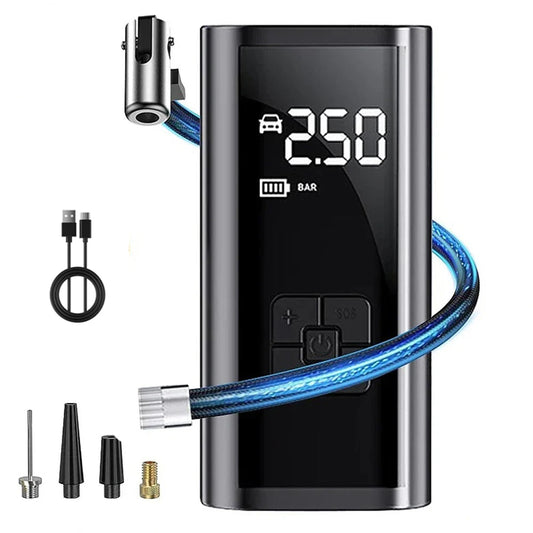 Dany'L - Compresseur d’Air Portable Électrique avec Écran LCD, Lampe LED & Power Bank USB pour Voiture 🚗 Moto 🏍️ Vélo 🚴 Ballon ⚽