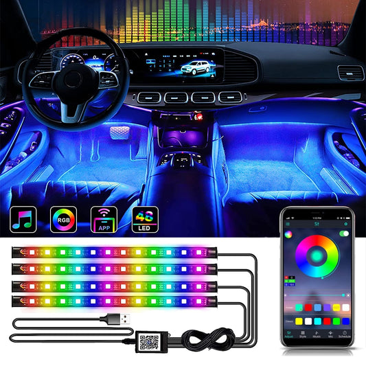 LED Intérieur Voiture App Contrôle Auto RVB